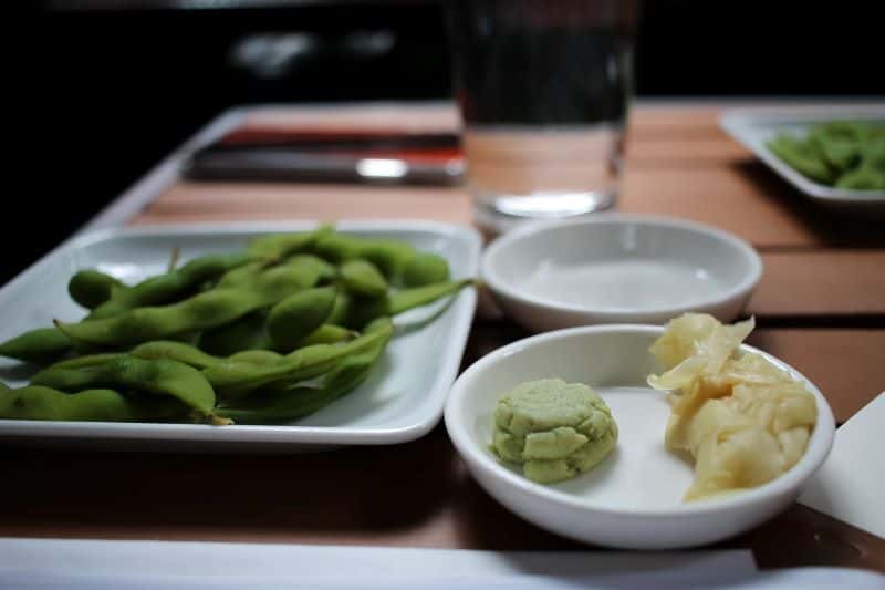 edamame on a tray served as folks ask "can hamsters eat edamame?"