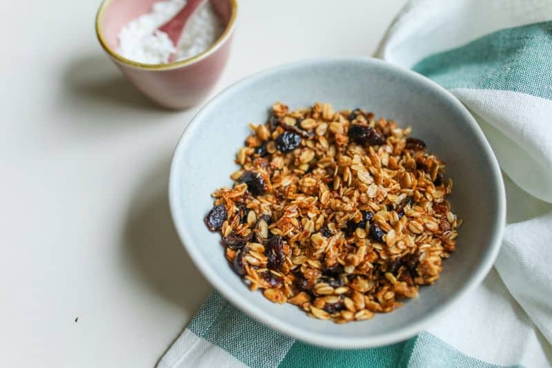 bowl of granola as we wonder "can hamsters eat granola?"
