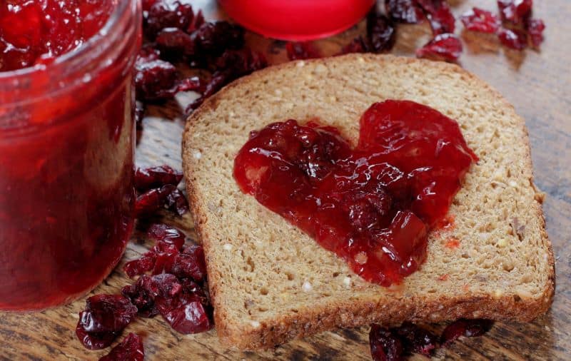 cranberry jam on a piece of bread as hamster owners ask "Can hamsters eat cranberry jam?"