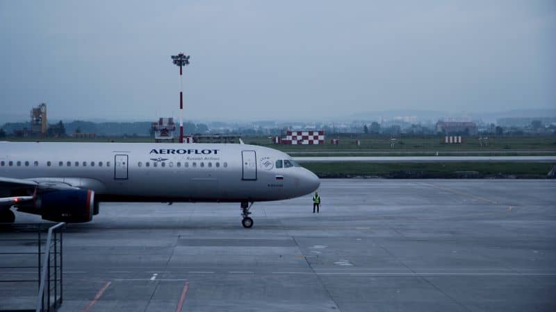 aeroflot plane on the tarmac- the most hedgehog-friendly airline