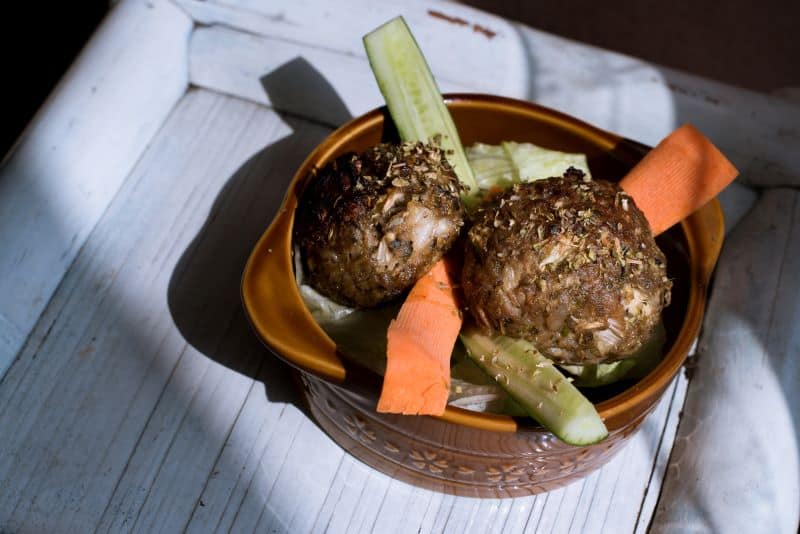 meatballs in a ceramic bowl